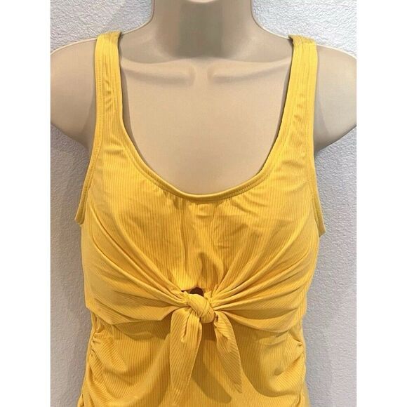 PinkBlush Women’s Yellow Ribbed Front Knot One-Piece Maternity Swimsuit Size M - Picture 6 of 12